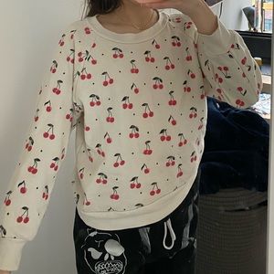 Wildfox cherry print soft crewneck sweater. Perfect condition and super soft
